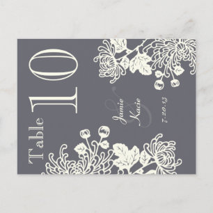 Charcoal Vintag Floral Wedding Tischnummer