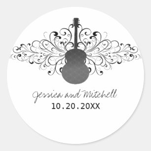Charcoal Wirbel Gitarre Wedding Stickers
