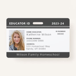 Charcoal Zickzack Homeschool Educator ID Abzeichen Ausweis