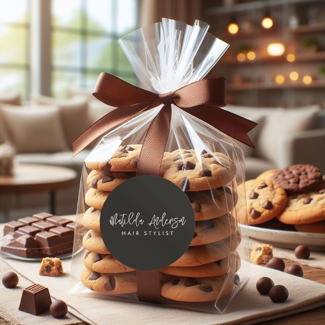 Charcograu moderne minimalistische, elegante Schri Runder Aufkleber (Von Creator hochgeladen)