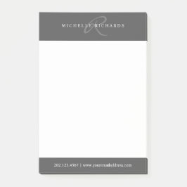 Charcogray-Elegant-Minimalistisch-Monogram-Logo Post-it Klebezettel