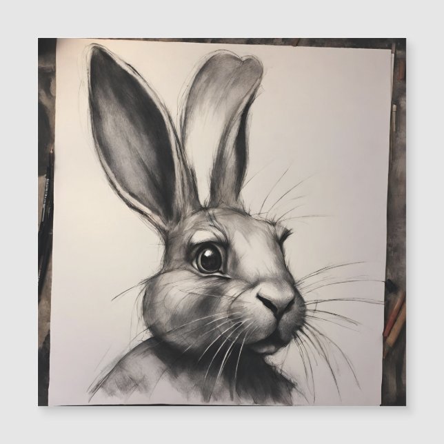 Charcohrabbit Sketch Magnetkarte (Vorderseite)