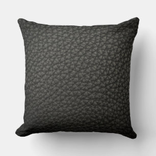 Charcoschwarzes Leder Look Druckkissen Kissen
