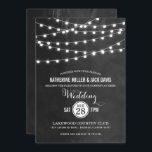 Charcostring Lights Hochzeitseinladung Einladung<br><div class="desc">Modernes Hochzeitsdesign mit schlichter, eleganter, leuchtender Saitenleuchte, die über das Obergeschoss hängt, und einer eleganten Mischung aus modernen und kalligraphischen Script-Schriftart auf einem Imitat mit Aquarelltextur. Ein schlichtes und stilvolles Design, perfekt für den Sommer! Klicken Sie auf die Schaltfläche IT CUSTOMIZE, um Schriftart anzupassen, Text zu verschieben und Ihr eigenes...</div>