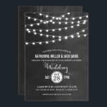 Charcostring Lights Hochzeitseinladung Einladung<br><div class="desc">Modernes Hochzeitsdesign mit schlichter, eleganter, leuchtender Saitenleuchte, die über das Obergeschoss hängt, und einer eleganten Mischung aus modernen und kalligraphischen Script-Schriftart auf einem Imitat mit Aquarelltextur. Ein schlichtes und stilvolles Design, perfekt für den Sommer! Klicken Sie auf die Schaltfläche IT CUSTOMIZE, um Schriftart anzupassen, Text zu verschieben und Ihr eigenes...</div>