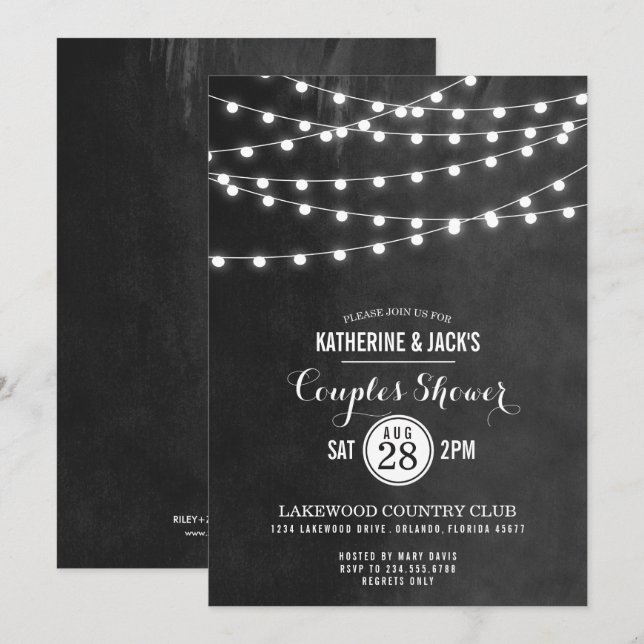 Charcostring Lights Paare Dusche Einladung (Vorne/Hinten)