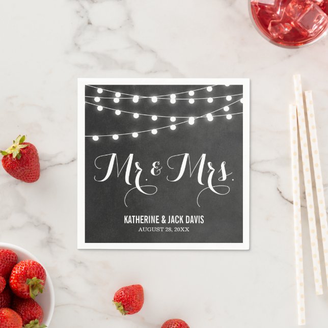 Charcostring Lights Wedding Monogram Serviette (Beispiel)