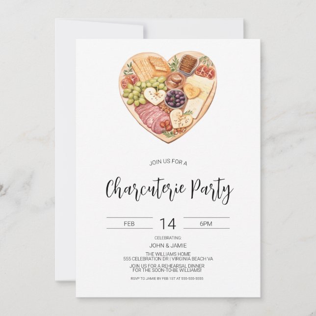 Charcuterie Einladung, Brautparty, Valentinstag Einladung (Vorderseite)