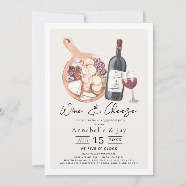 Charcuterie-Engagement für Wein und Käse Einladung (Vorderseite)