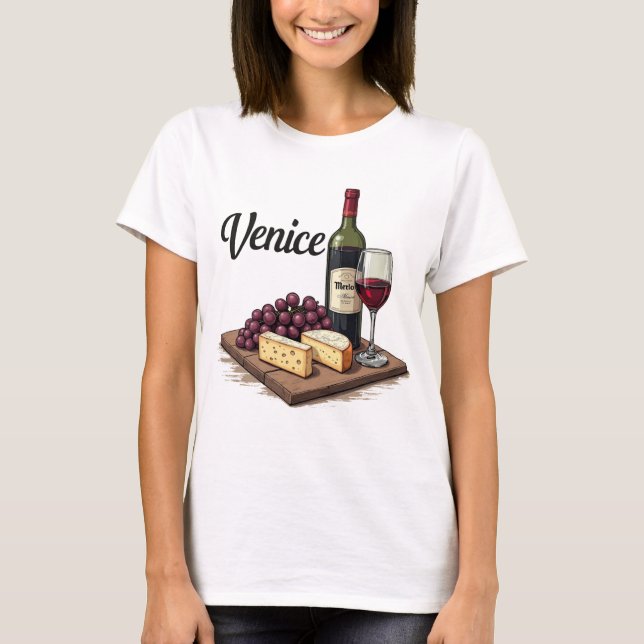 Charcuterie & Merlot Euro Venice Style T-Shirt (Vorderseite)