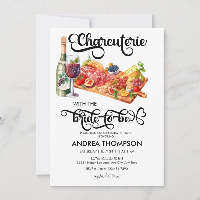 Charcuterie | Party der Käsesorte | BRAUTPARTY Einladung (Vorderseite)