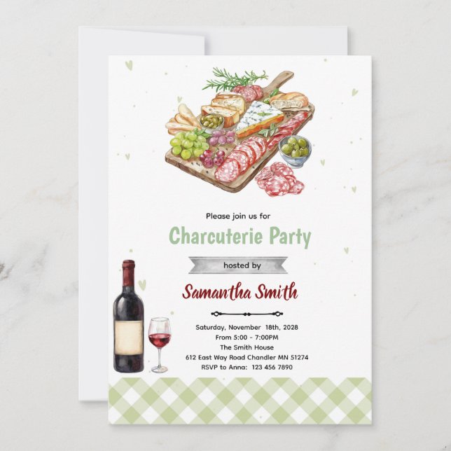 Charcuterie Party Invitation Einladung (Vorderseite)