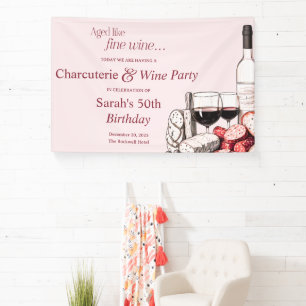 Charcuterie und Roter Wein 50. Geburtstagsrot Banner