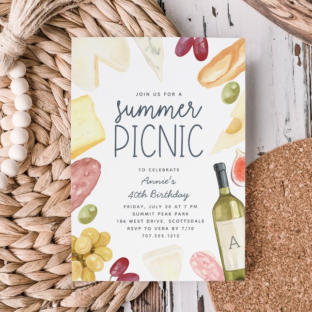 Charcuterie Wein & Käse Sommer Picnic Einladung (Von Creator hochgeladen)