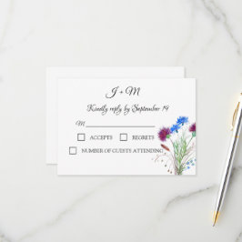 Chardon Floral écossais Watercolor Wedding RSVP