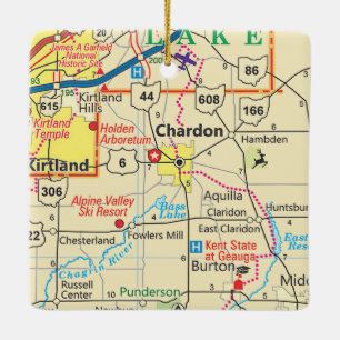 Chardon Ohio Vintage Karte Keramikornament