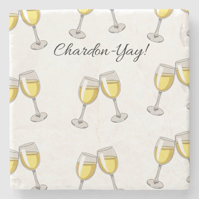 Chardon-Yay! White Wineglasses Steinuntersetzer (Vorderseite)