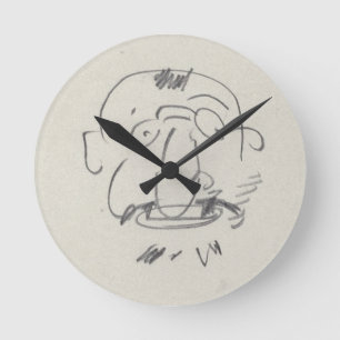 Charge de Lautrec par Lui-Meme (pencil on paper) Runde Wanduhr