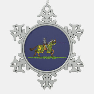 Charge des mittelalterlichen Ritters Schneeflocken Zinn-Ornament