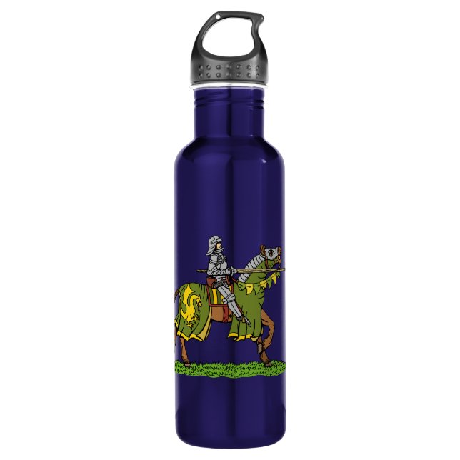 Charge Mittelalterlicher Ritter Edelstahlflasche (Vorderseite)