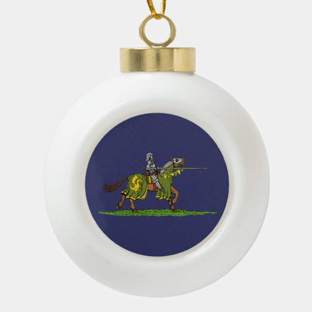 Charge mittelalterlicher Ritter Keramik Kugel-Ornament (Vorderseite)