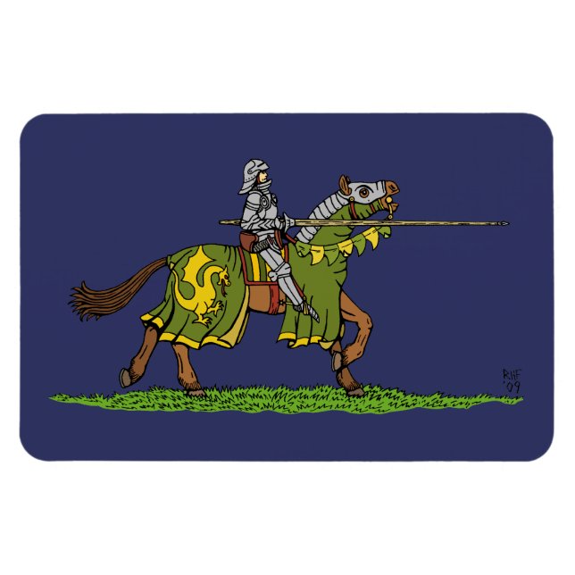 Charge Mittelalterlicher Ritter Magnet (Horizontal)