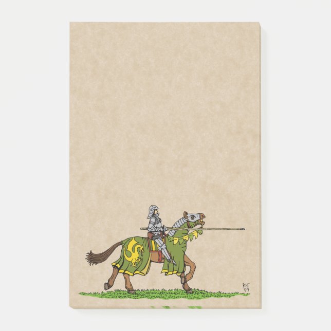 Charge Mittelalterlicher Ritter Post-it Klebezettel (Vorderseite)