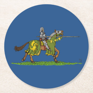 Charge Mittelalterlicher Ritter Runder Pappuntersetzer