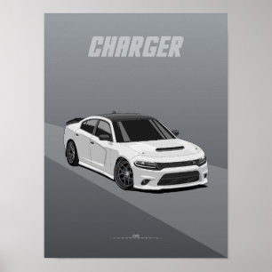 Charger Moderne Amerikanische Muscle-Illustration Poster