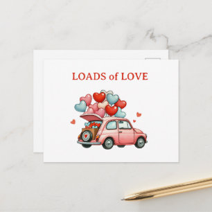 Charges d'amour - Vintage Car Heart Balloon Carte 