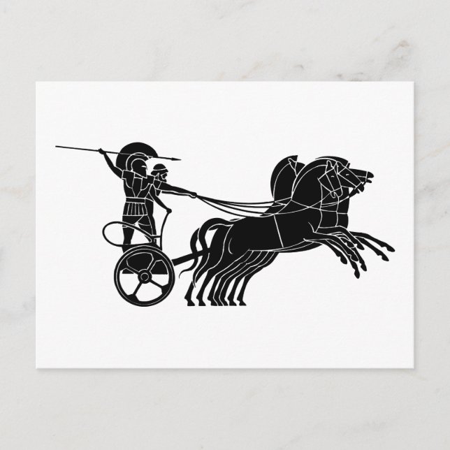 Chariot (Pferdewagen), griechische Notrufanlage Postkarte (Vorderseite)