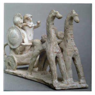Chariot und Pferde, vom Grab von Prinzessin Nefe Fliese