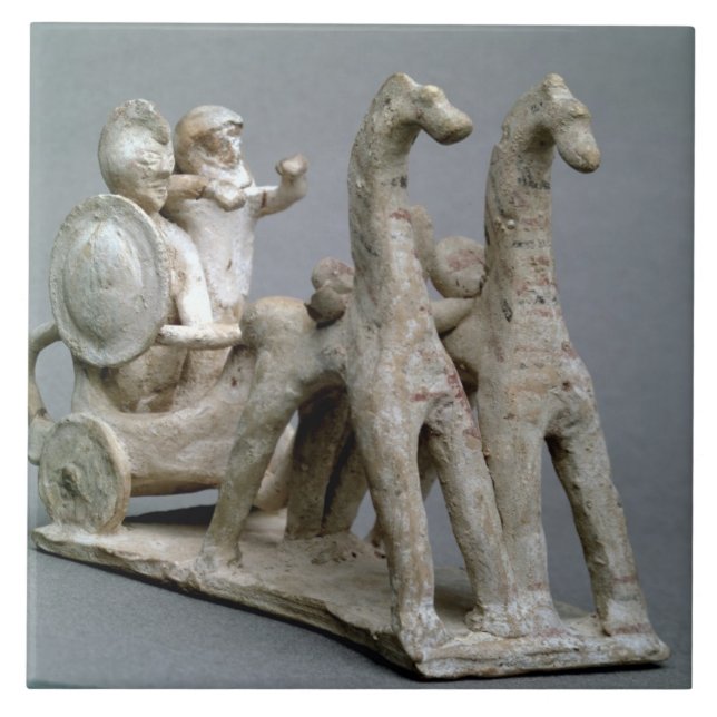 Chariot und Pferde, vom Grab von Prinzessin Nefe Fliese (Vorderseite)