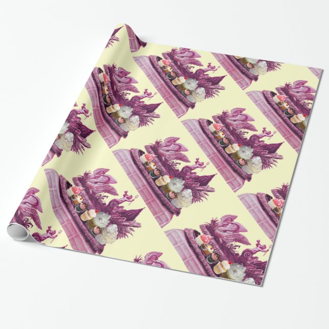 CHARIOT VON SCHWANKEN UND KUPCAKES PINK BEACH WEDD GESCHENKPAPIER (Ungerollt)
