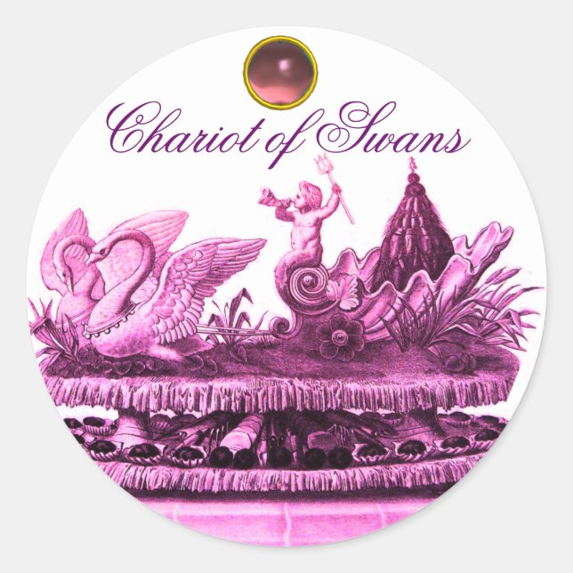 CHARIOT VON SCHWANKEN UND KUPCAKES PINK BEACH WEDD RUNDER AUFKLEBER (Vorderseite)