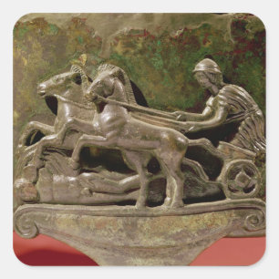 Charioteer in seinem Wagen, Detail aus einem Zist Quadratischer Aufkleber