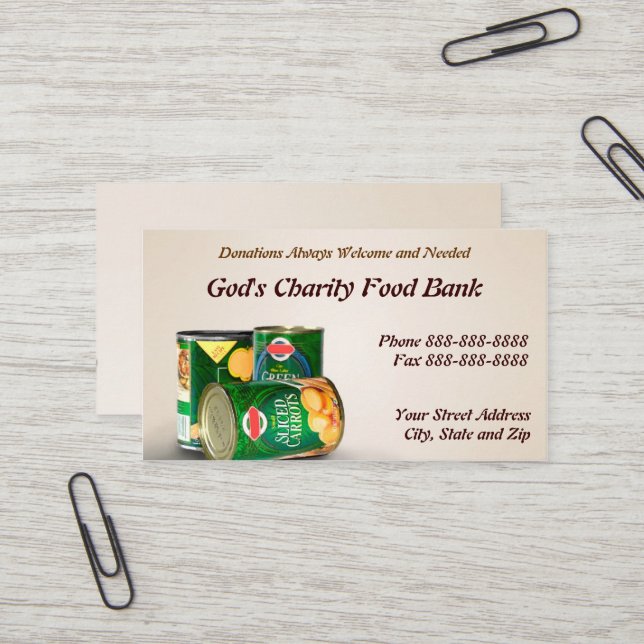 Charity Food Bank Carte de visite à but non lucrat (Devant/Arrière en situation)