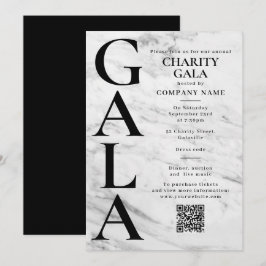 Charity Gala Fundraising Event QR Code Marble Einladung