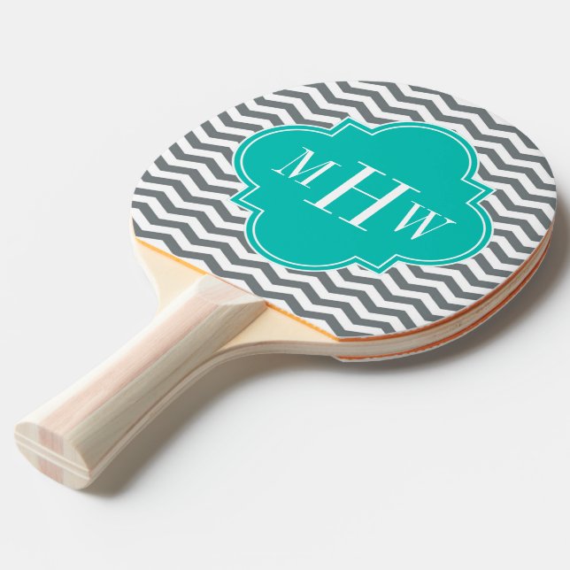 Charkohle Dünne Zickzack Aquamarine Quatrefolie 3  Tischtennis Schläger (Vorderseite)