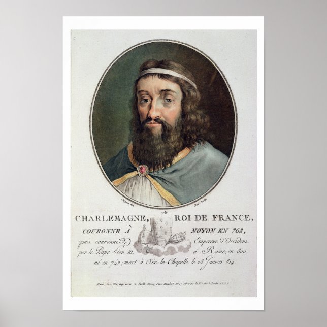 Charlemagne (747-814), König von Frankreich, gravi Poster (Vorne)