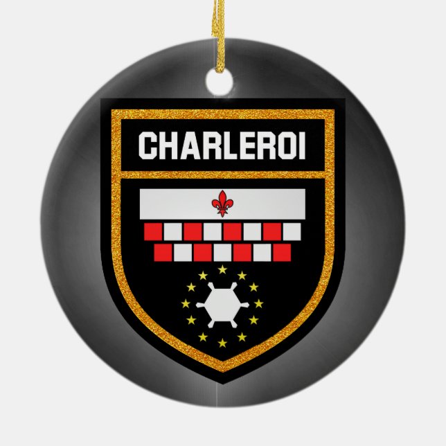 Charleroi-Flagge Keramik Ornament (Hinten)