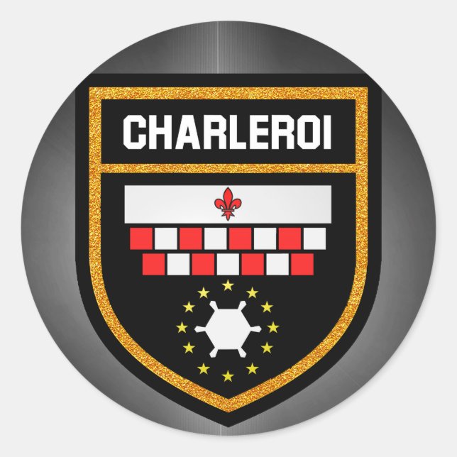Charleroi-Flagge Runder Aufkleber (Vorderseite)