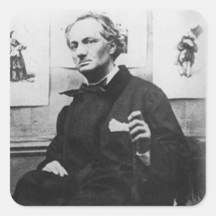 Charles Baudelaire mit Stichen, c.1863 Quadratischer Aufkleber