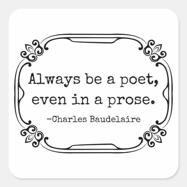 Charles Baudelaire Quadratischer Aufkleber (Vorderseite)