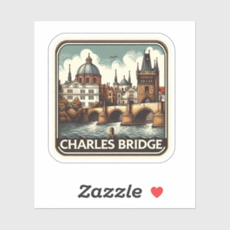 Charles Bridge (Tschechische Republik) Vintager Au Aufkleber