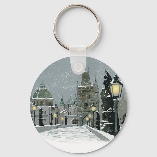 Charles Bridge Winter Schlüsselkette Schlüsselanhänger (Vorderseite)