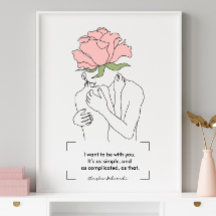 Charles Bukowski Pink Rose Line Art Liebe Quotes