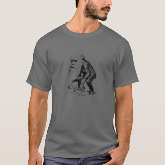 Charles Darwin as a Ape - Evolution T-Shirt (Vorderseite)