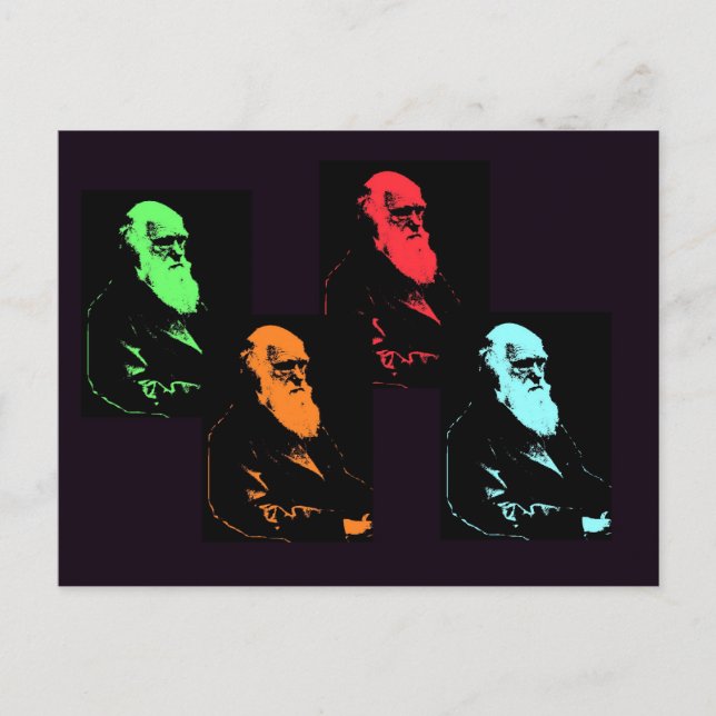 Charles Darwin Collage Postkarte (Vorderseite)