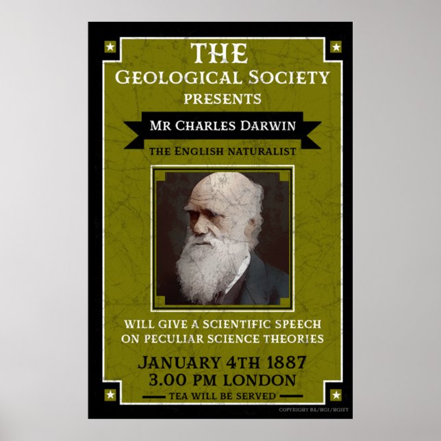 Charles Darwin Vintag Repro Retro Wall Art Poster (Vorne)